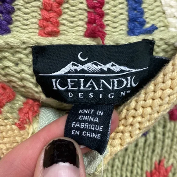 Icelandic designs knit zip down art to wear high collar cardigan ramie cotton - Picture 5 of 8